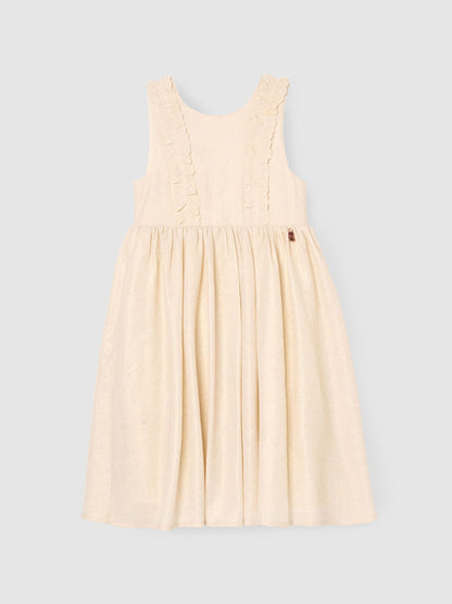 Angel & Rocket Natural Ava Metallic Shimmer Lace Trim Dress image 5
