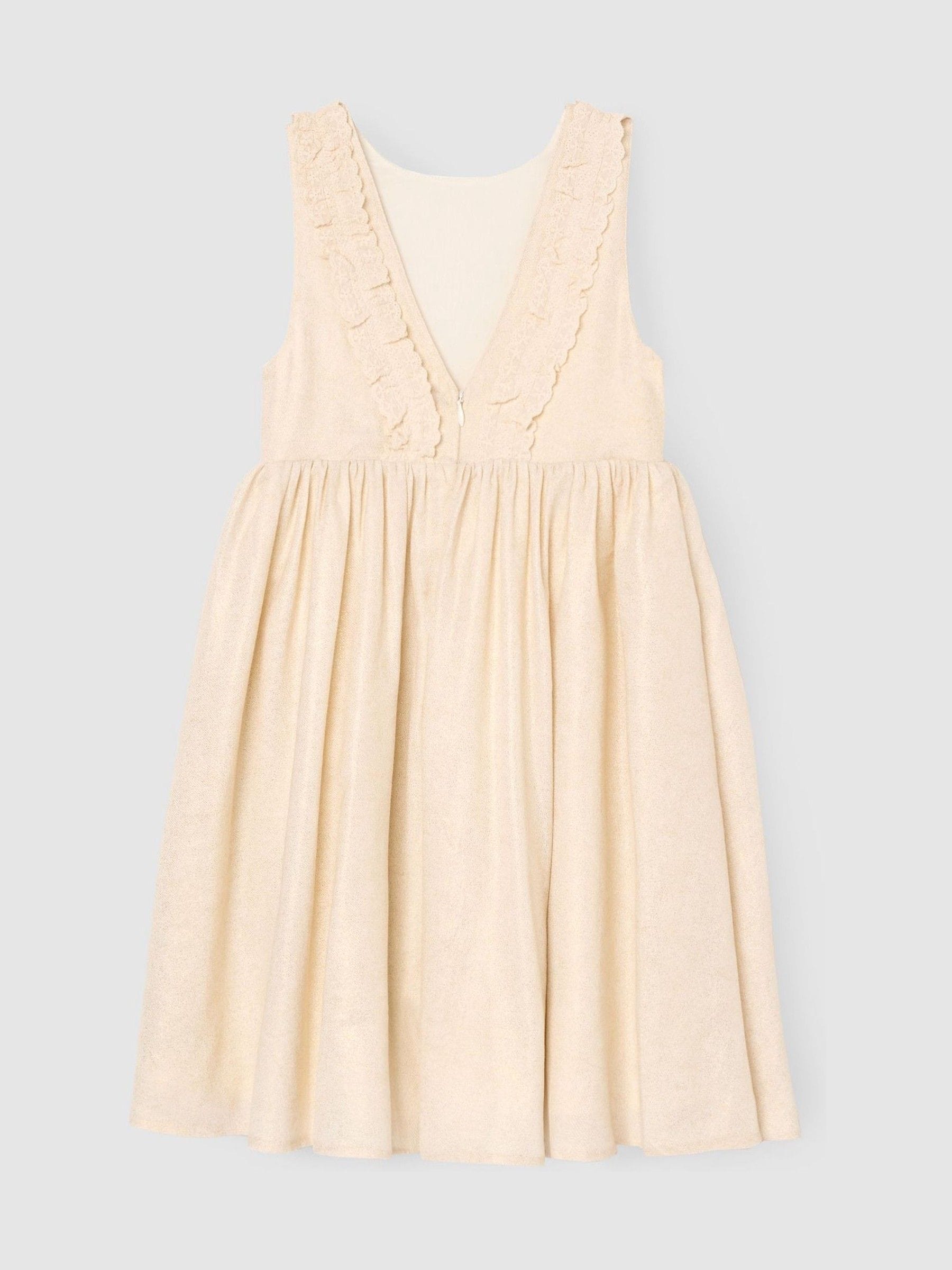 Angel & Rocket Natural Ava Metallic Shimmer Lace Trim Dress image 6