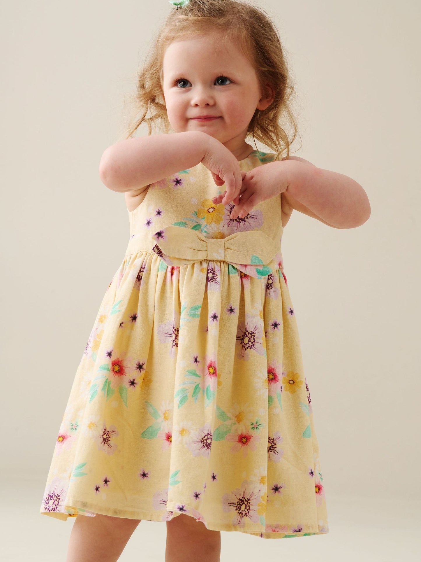 Angel & Rocket Yellow Edie Linen Floral Dress image 3