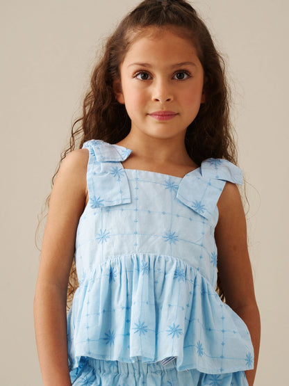 Dsiney Kidz - Angel & Rocket Blue Nellie Tie Detail Embroidered Cami image 1