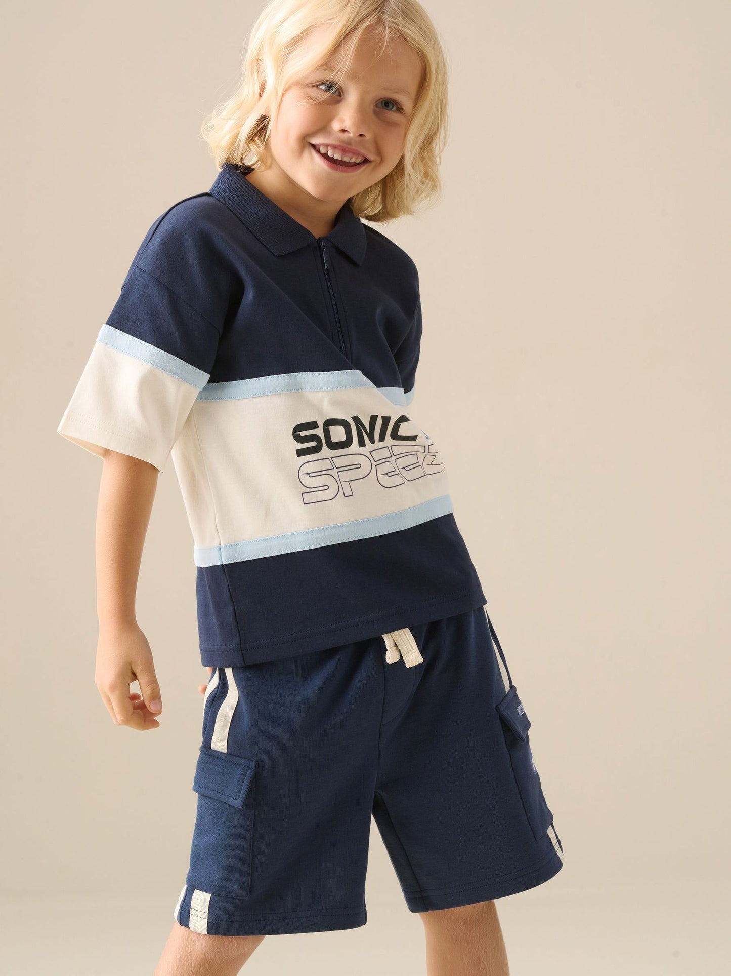 Dsiney Kidz - Angel & Rocket Blue Sonic Blocked Polo Shirt image 2