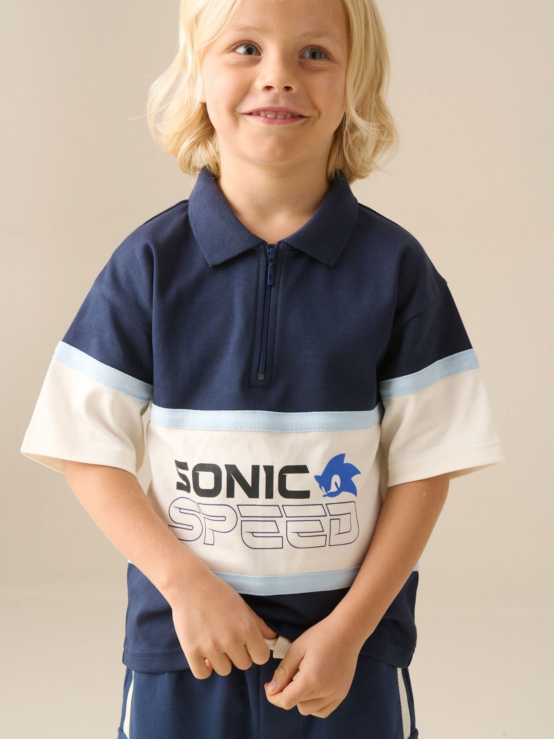 Dsiney Kidz - Angel & Rocket Blue Sonic Blocked Polo Shirt image 3