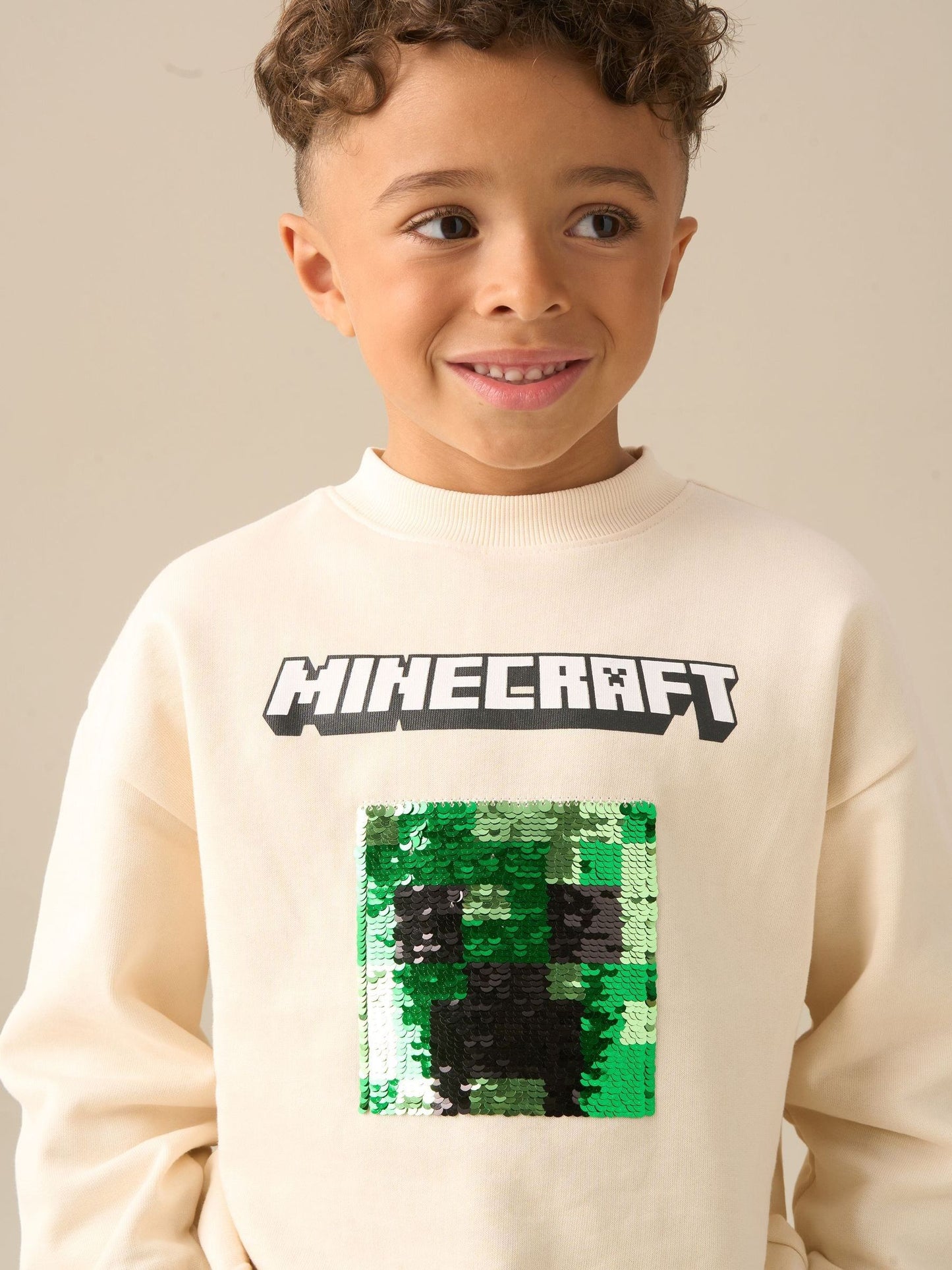 Dsiney Kidz - Angel & Rocket Cream Minecraft Sequin Sweatshirt image 3