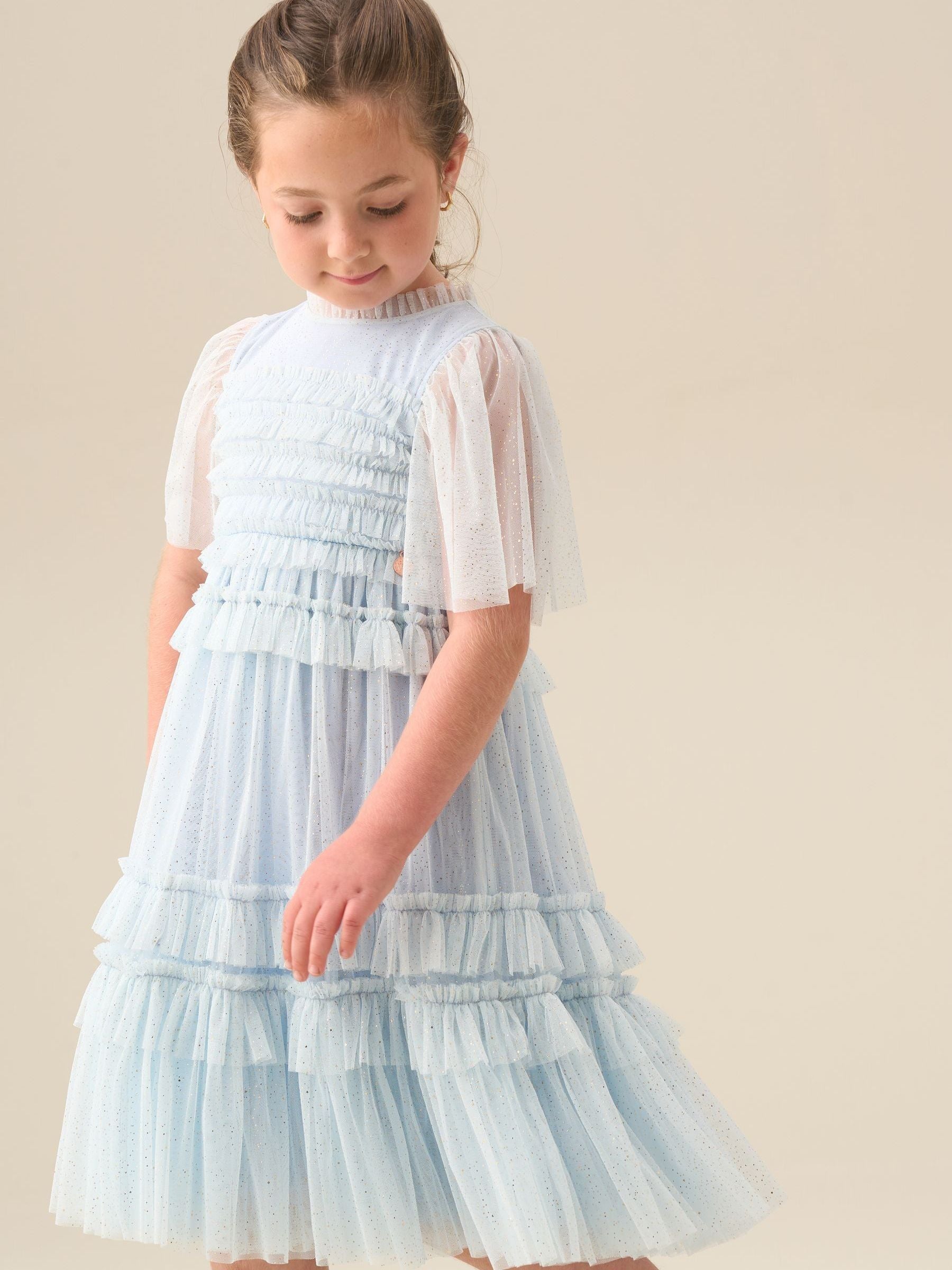 Angel & Rocket Blue Xeni Ruffle Detail Mesh Dress image 3