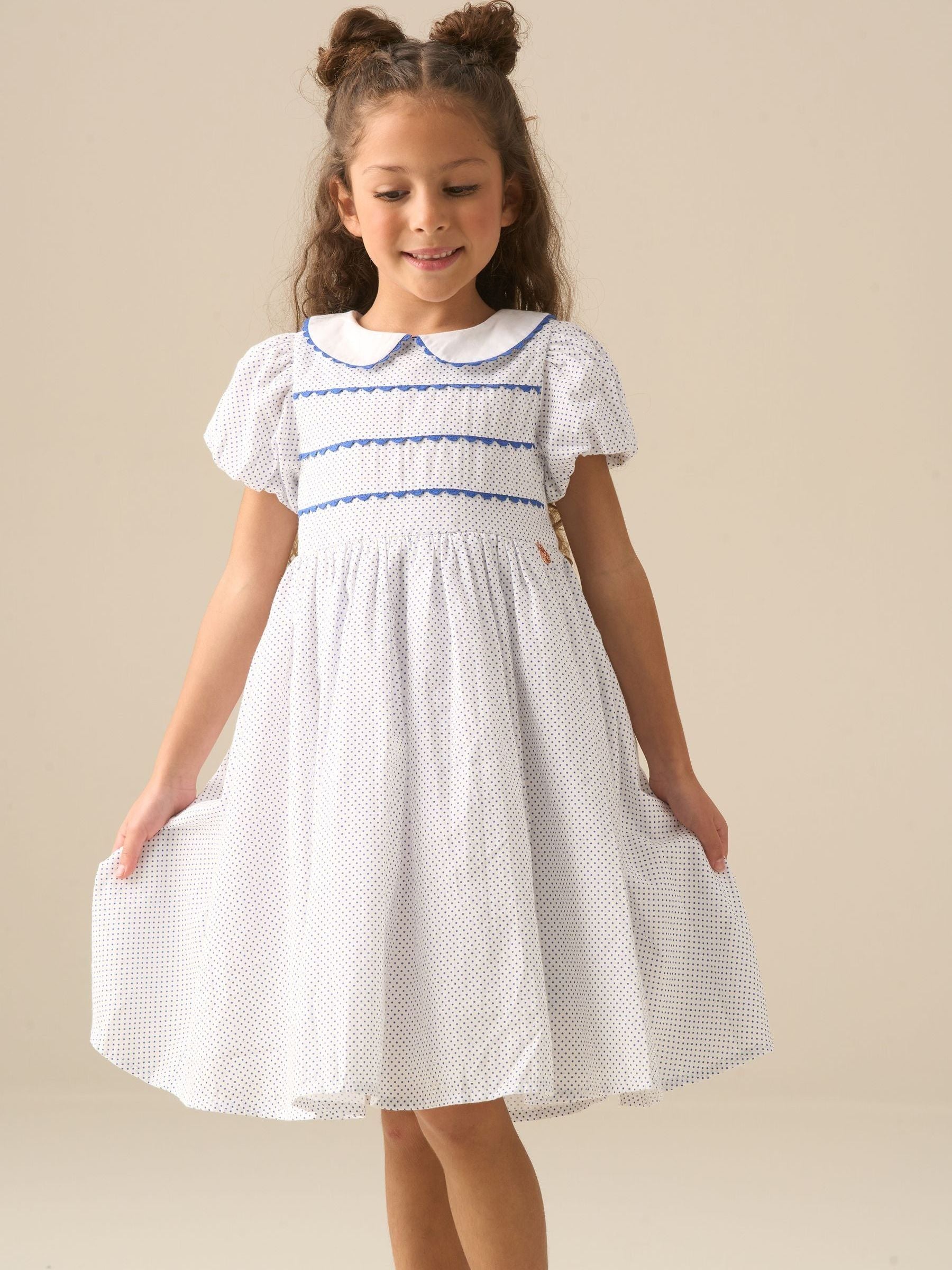 Angel & Rocket Blue Lottie Spot Puff Sleeve Dress image 4