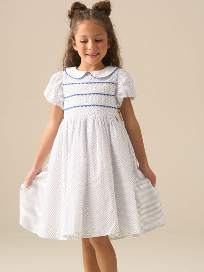 Angel & Rocket Blue Lottie Spot Puff Sleeve Dress image 4