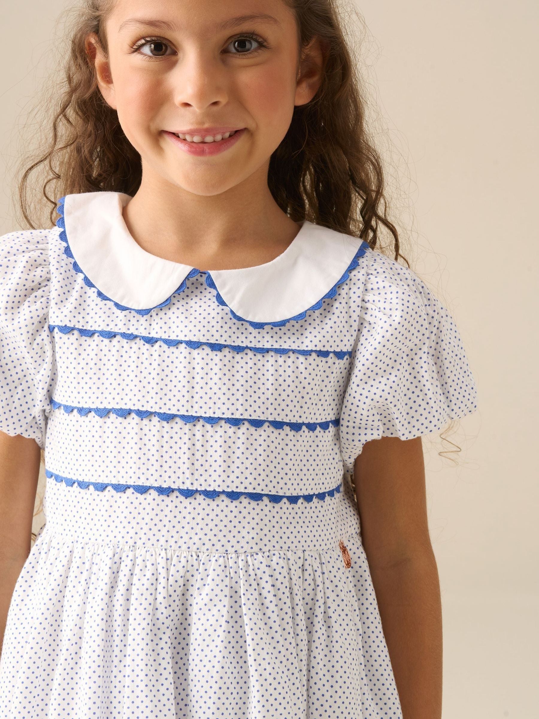 Angel & Rocket Blue Lottie Spot Puff Sleeve Dress image 5