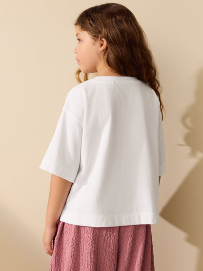 Dsiney Kidz - White Unicorn Sequin Graphic Oversized Boxy T-Shirt (3-16yrs) image 3