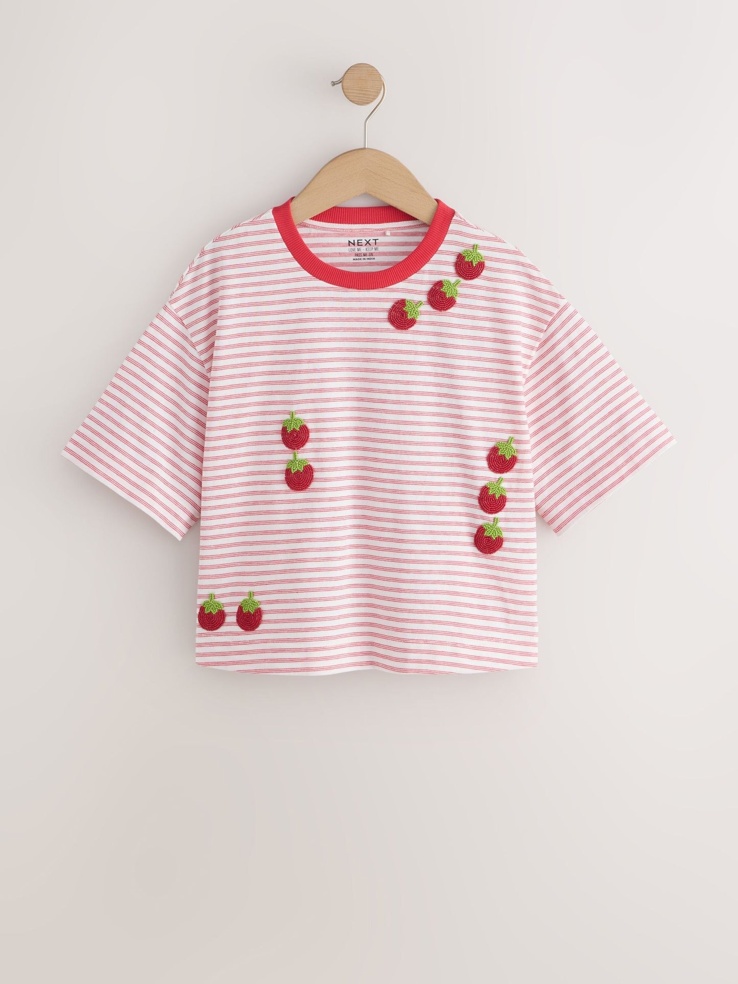 Dsiney Kidz - Red Stripe Beaded Tomato Oversized Boxy T-Shirt (3-16yrs) image 6