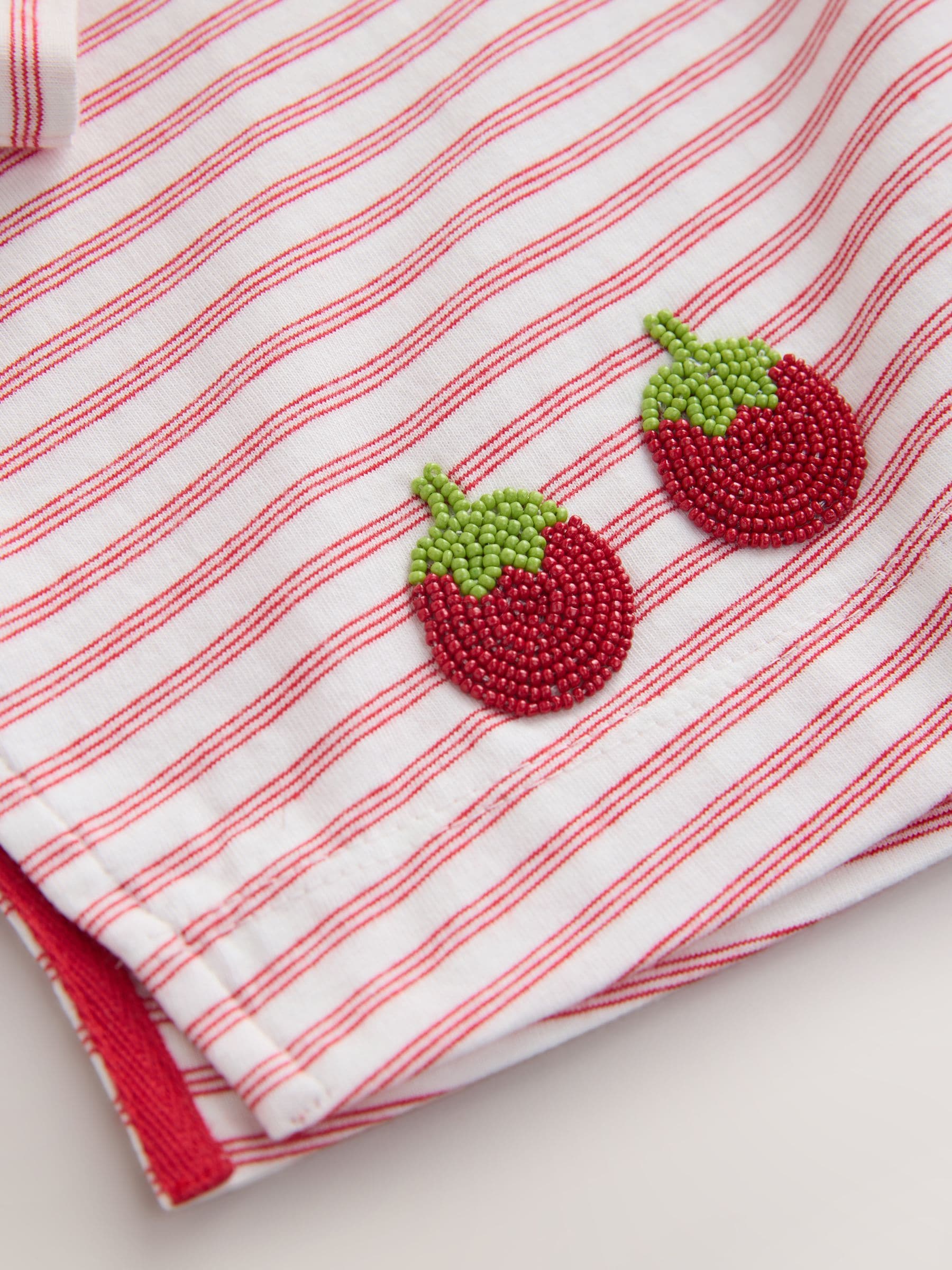 Dsiney Kidz - Red Stripe Beaded Tomato Oversized Boxy T-Shirt (3-16yrs) image 9