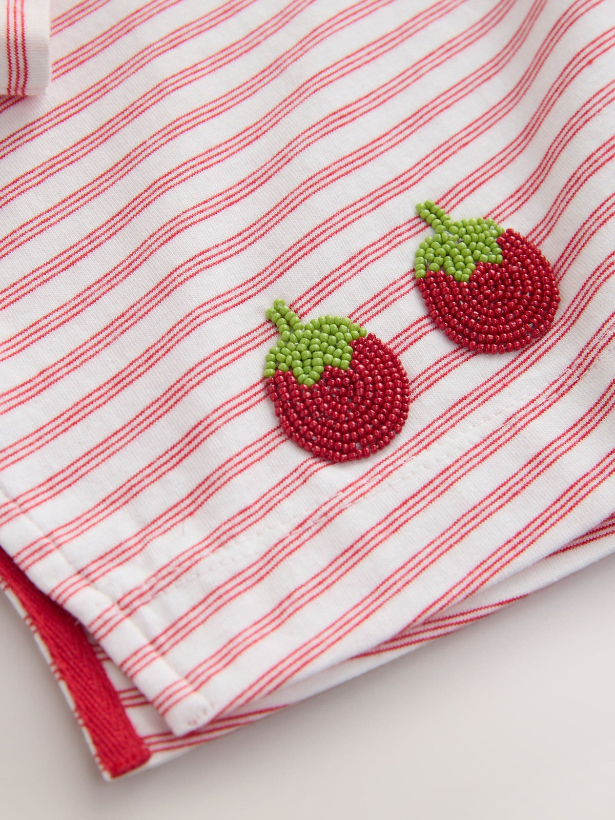 Dsiney Kidz - Red Stripe Beaded Tomato Oversized Boxy T-Shirt (3-16yrs) image 9