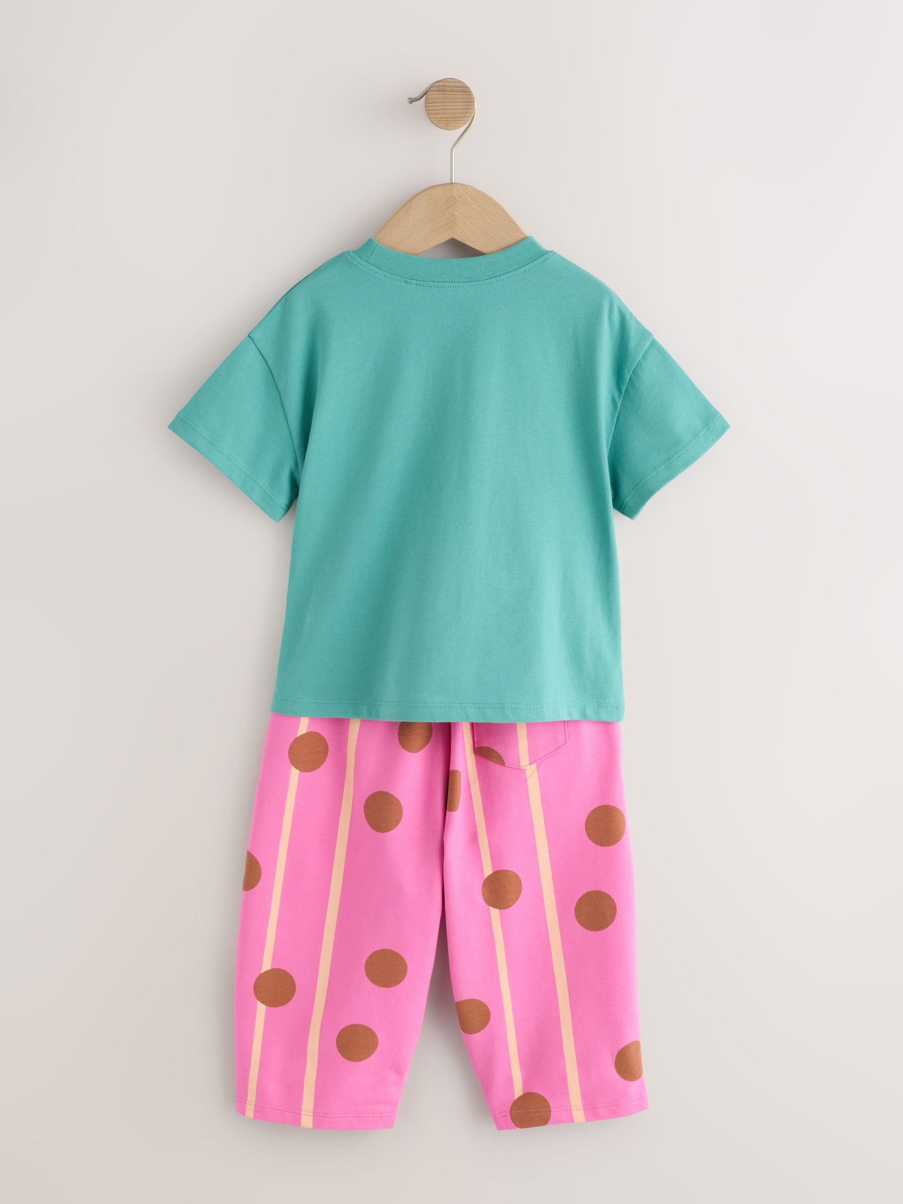 Green Cat Short Sleeve T-Shirt and Barrel Trousers Set (3mths-7yrs) image 6