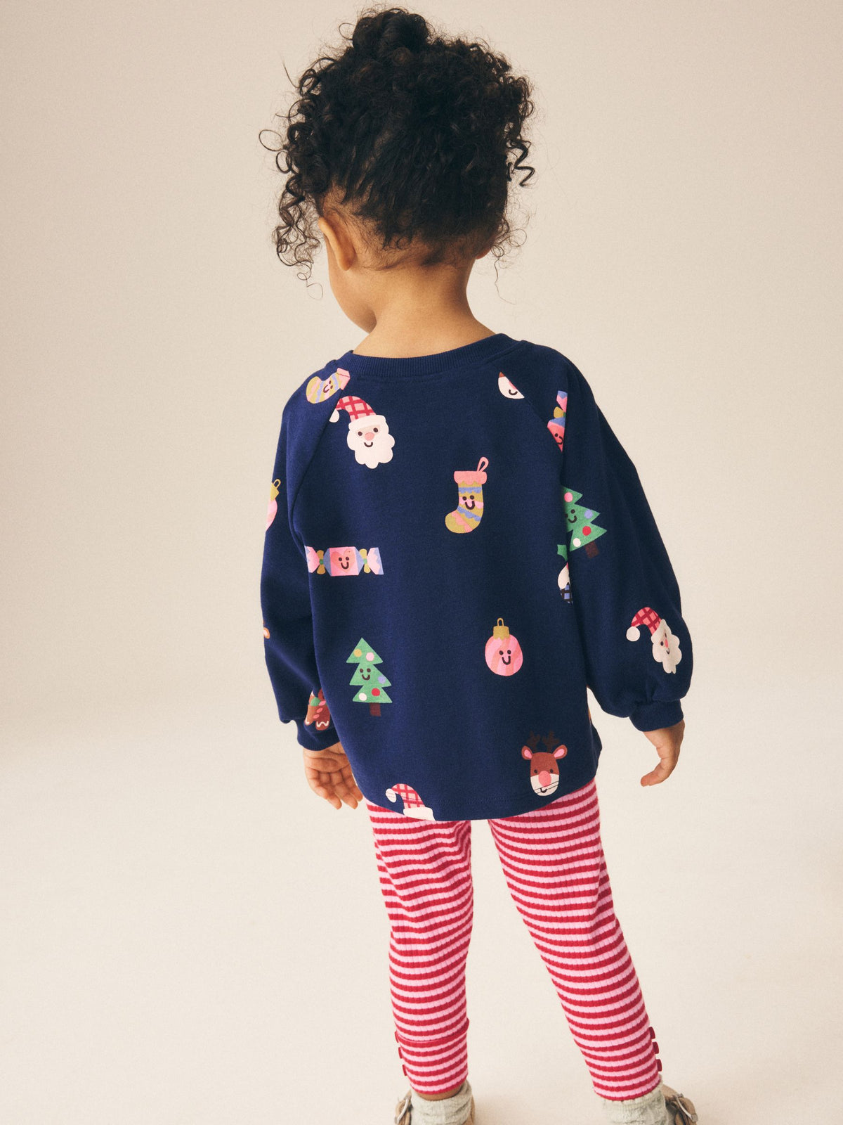 Navy Christmas Long Sleeve Ribbed Raglan Top and Leggings Set (3mths-7yrs) - image 2
