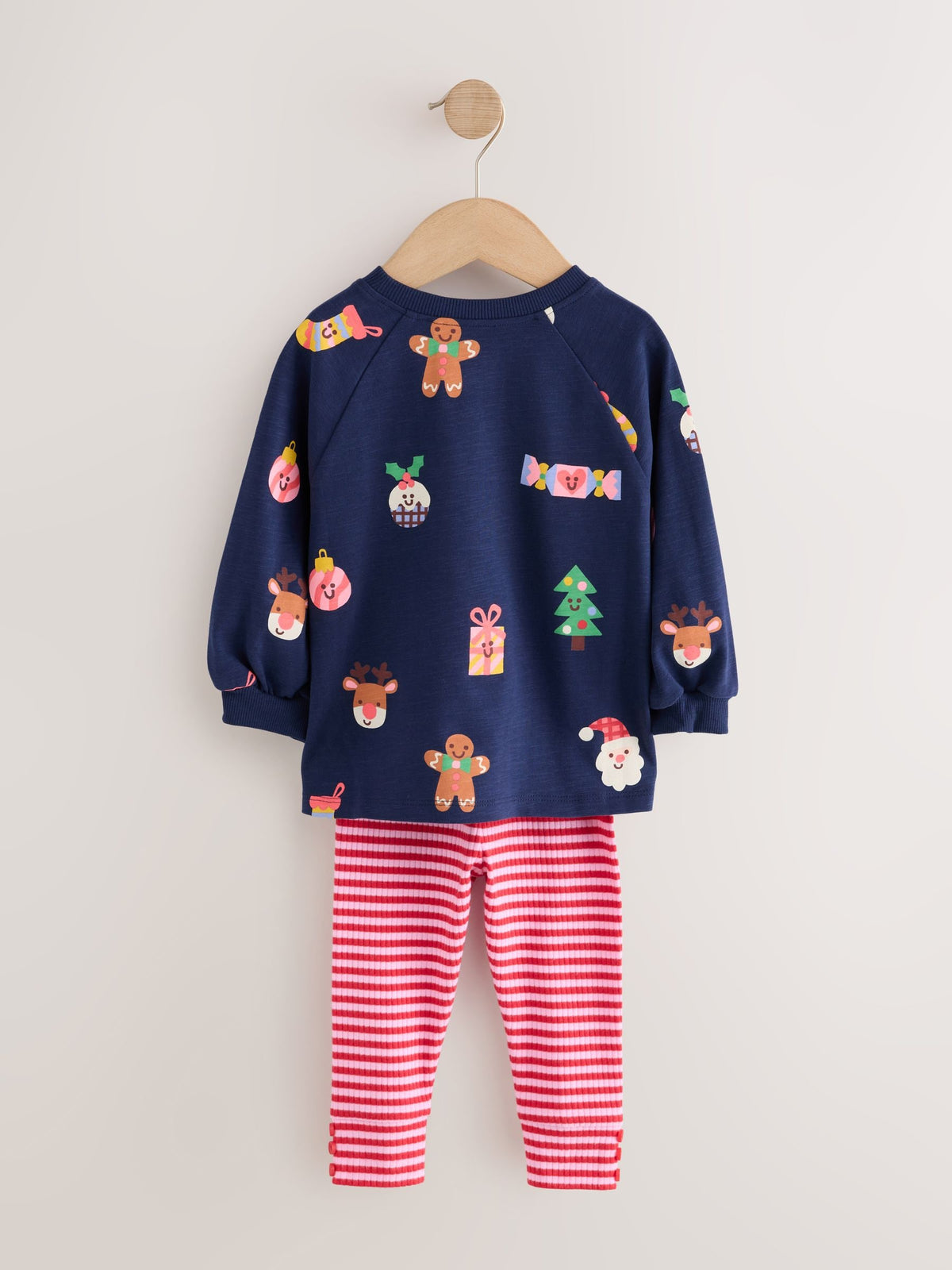 Navy Christmas Long Sleeve Ribbed Raglan Top and Leggings Set (3mths-7yrs) - image 7