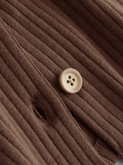 Dsiney Kidz - Chocolate Brown Ribbed Raglan Cardigan and Wide Leg Trousers Set (3mths-7yrs) image 9