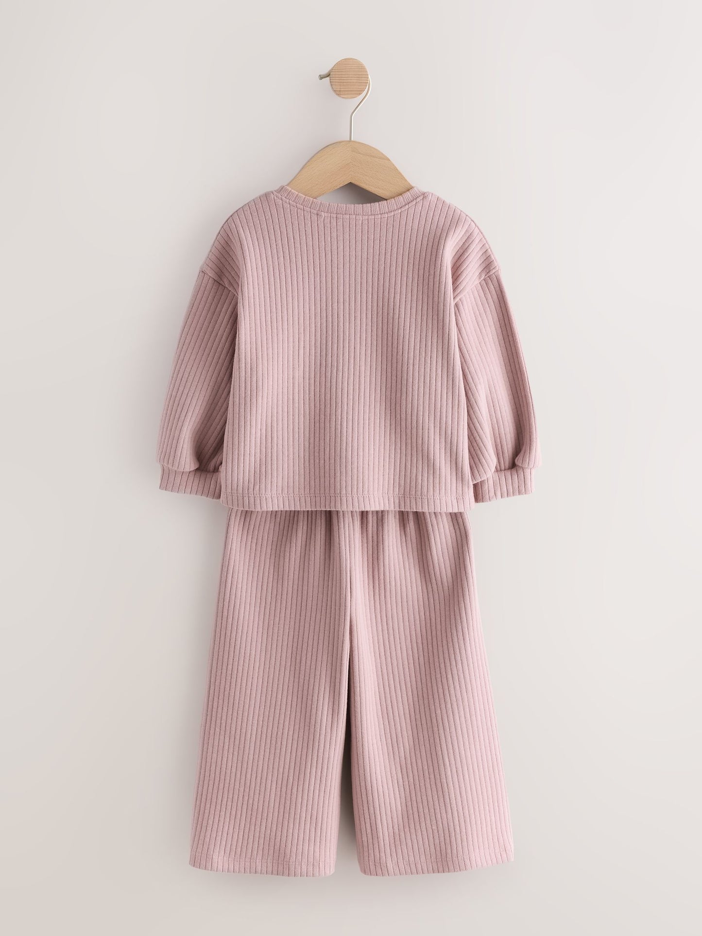 Dsiney Kidz - Pink Ribbed Raglan Cardigan and Wide Leg Trousers Set (3mths-7yrs) image 8