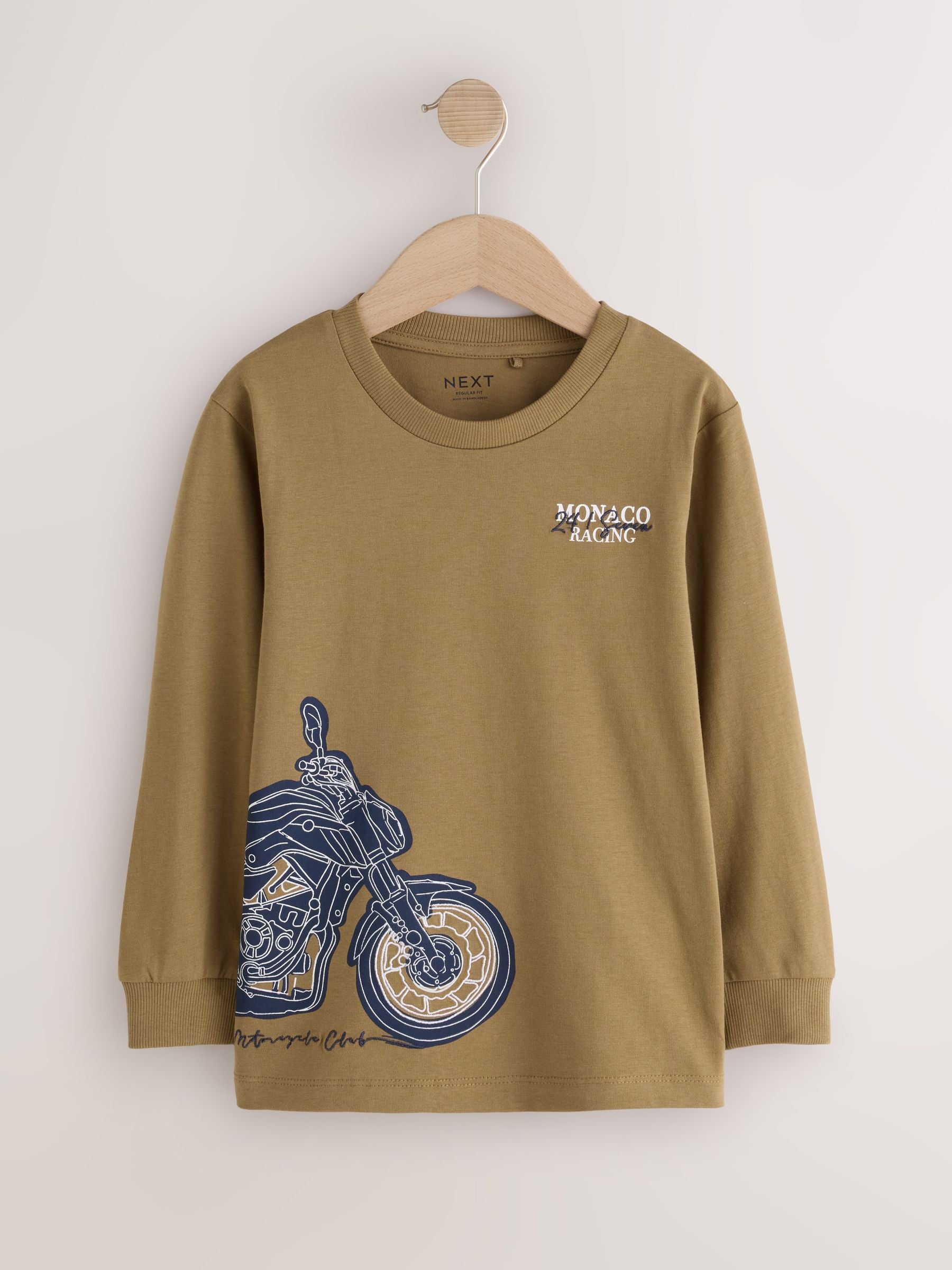 Dsiney Kidz - Navy/Tan/Stone Vehicles Graphic Long Sleeve Relaxed Fit T-Shirts 3 Pack (3-16yrs) image 2