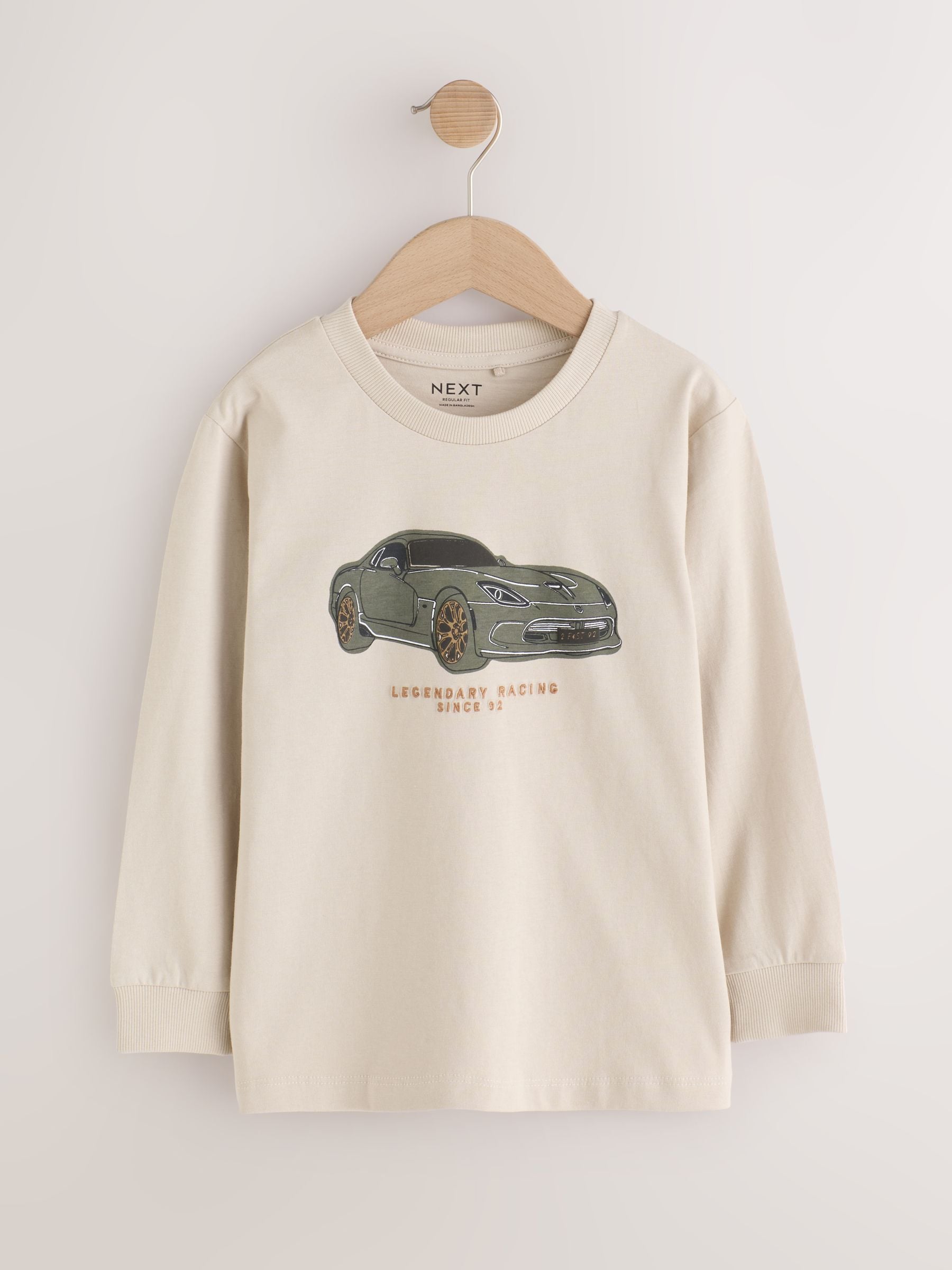 Dsiney Kidz - Navy/Tan/Stone Vehicles Graphic Long Sleeve Relaxed Fit T-Shirts 3 Pack (3-16yrs) image 3