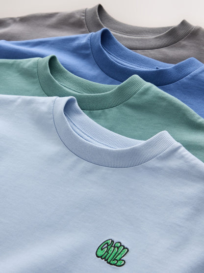 Dsiney Kidz - Blue/Green/Charcoal Food Long Sleeve Relaxed Fit T-Shirts 4 Pack (3-16yrs) image 7