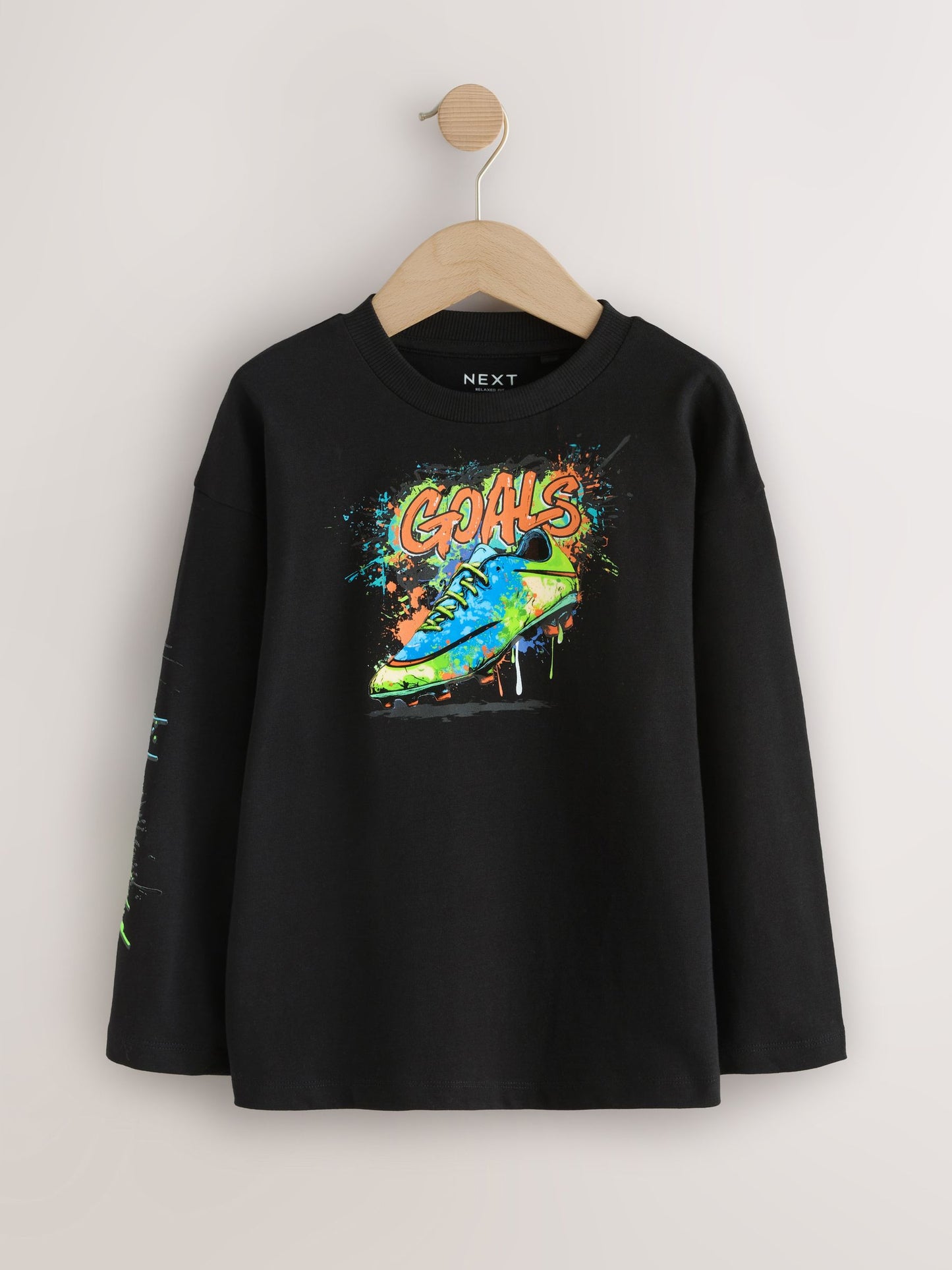 Dsiney Kidz - Black/Grey/White Graphic Long Sleeve Relaxed Fit T-Shirts 3 Pack (3-16yrs) image 3