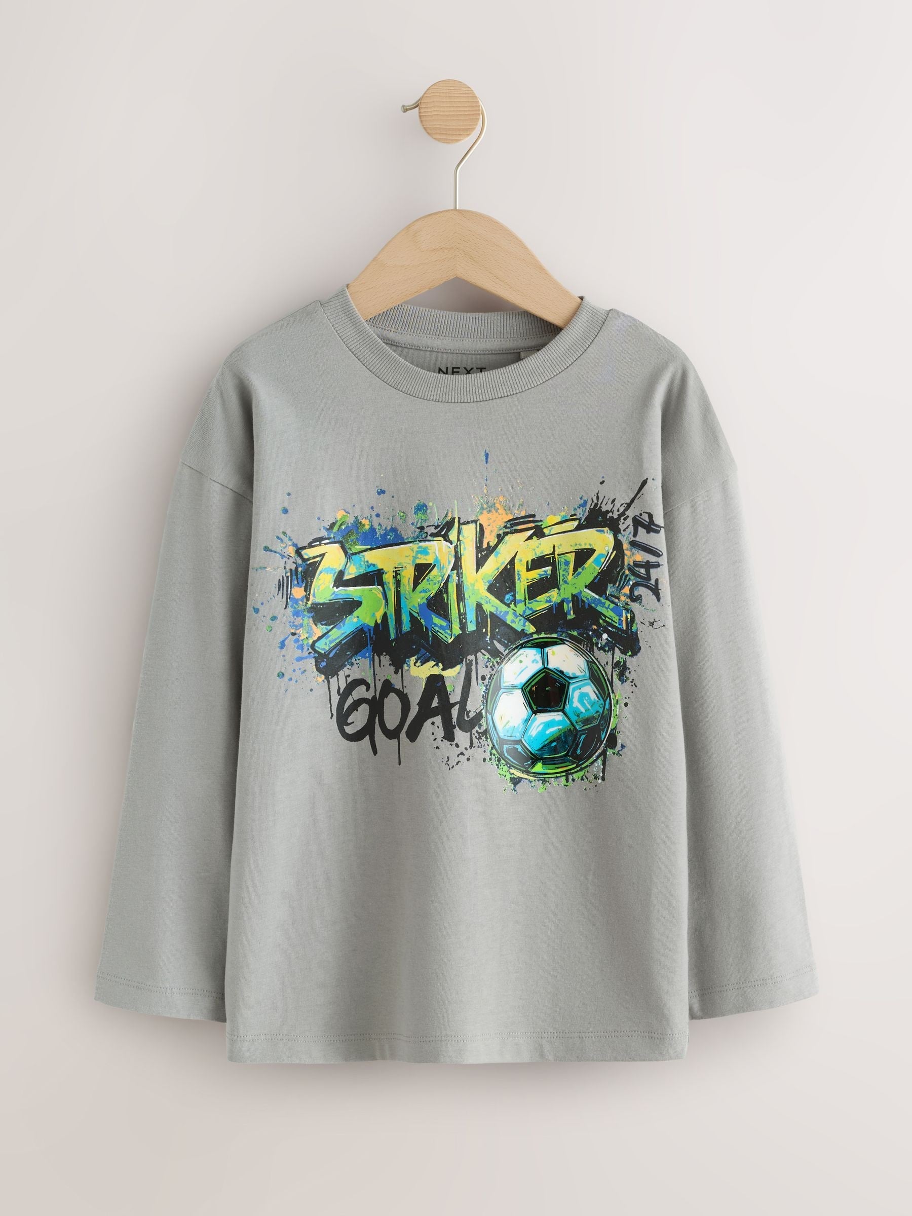 Dsiney Kidz - Black/Grey/White Graphic Long Sleeve Relaxed Fit T-Shirts 3 Pack (3-16yrs) image 4