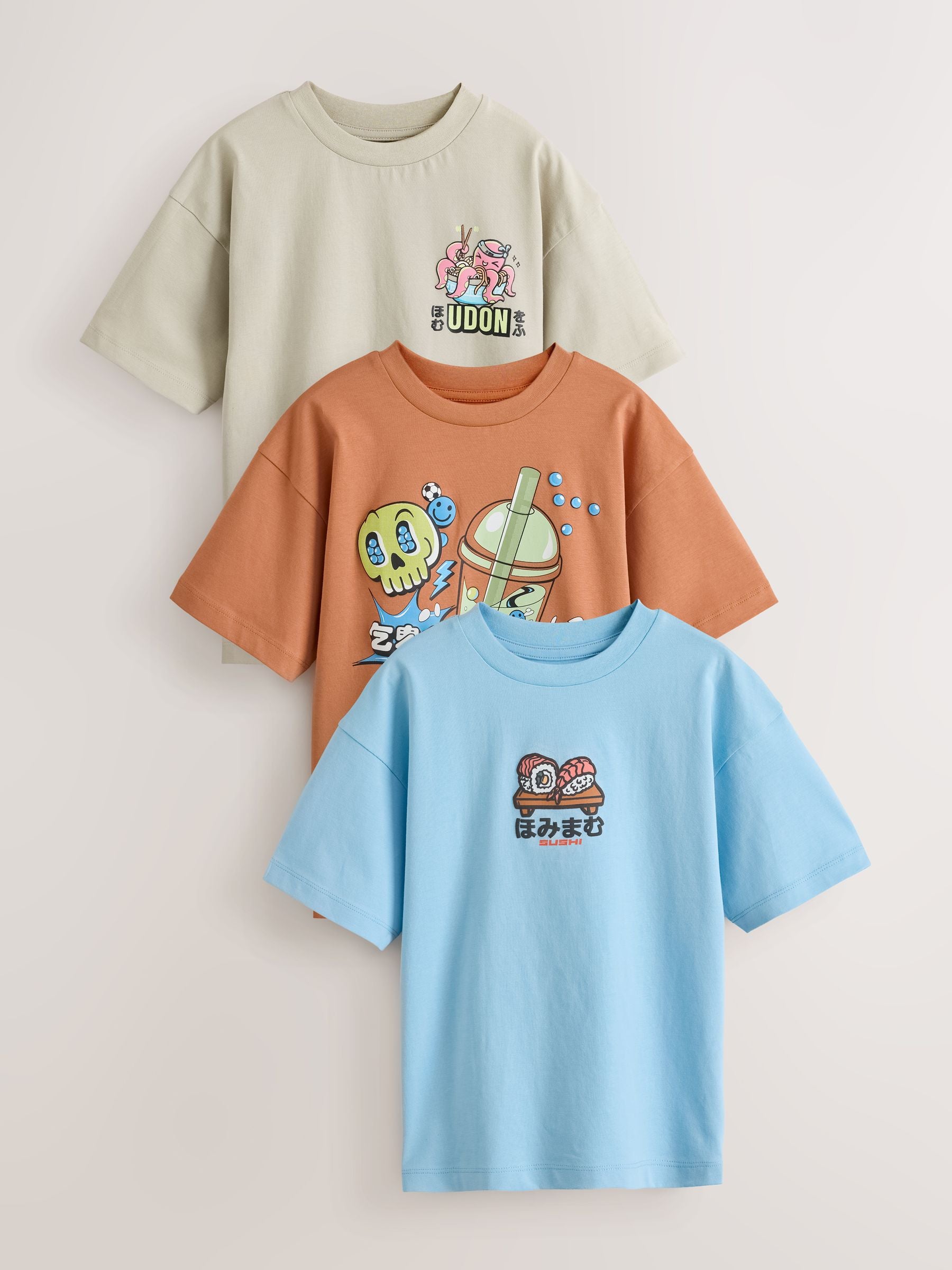 Dsiney Kidz - Blue/Cement/Rust Relaxed Fit Graphic Print Short Sleeve T-Shirts 3 Pack (3-16yrs) image 1