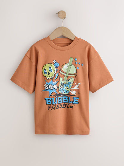 Dsiney Kidz - Blue/Cement/Rust Relaxed Fit Graphic Print Short Sleeve T-Shirts 3 Pack (3-16yrs) image 4