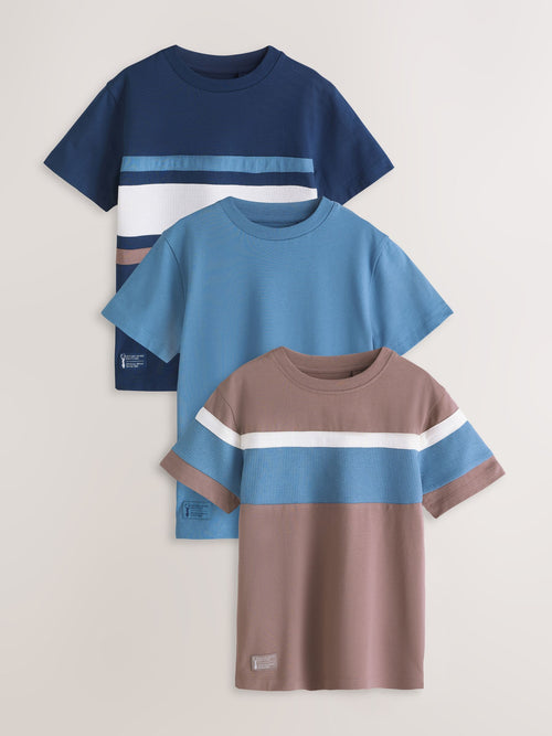Dsiney Kidz - Mink/Blue/Navy Short Sleeve Colourblock T-Shirts (3-16yrs) image 1