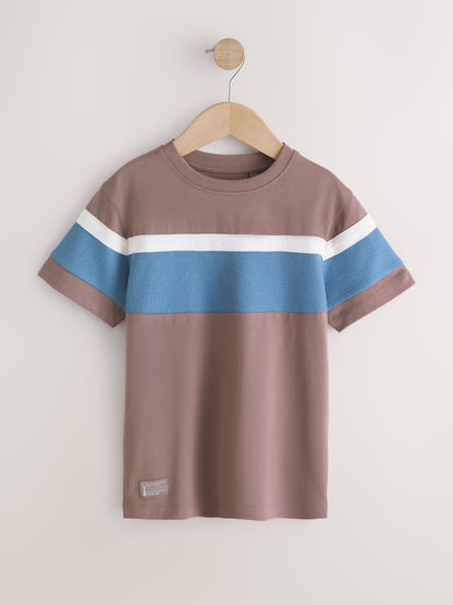 Dsiney Kidz - Mink/Blue/Navy Short Sleeve Colourblock T-Shirts (3-16yrs) image 2