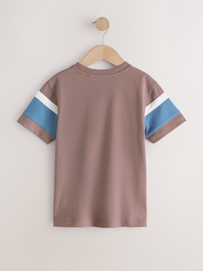 Dsiney Kidz - Mink/Blue/Navy Short Sleeve Colourblock T-Shirts (3-16yrs) image 3