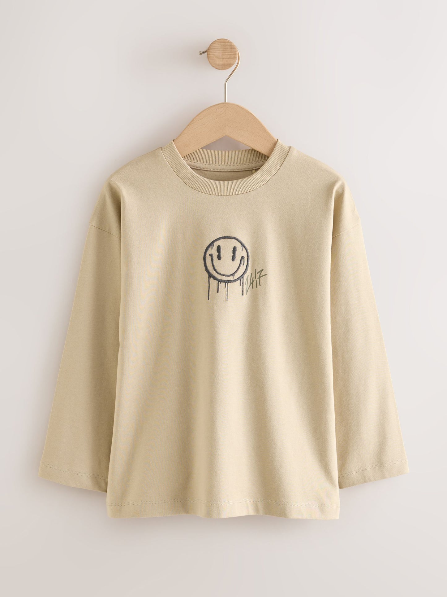 Dsiney Kidz - Stone/Khaki/Charcoal Graphic Long Sleeve Relaxed Fit T-Shirts 3 Pack (3-16yrs) image 2