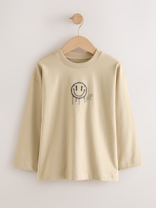 Dsiney Kidz - Stone/Khaki/Charcoal Graphic Long Sleeve Relaxed Fit T-Shirts 3 Pack (3-16yrs) image 2