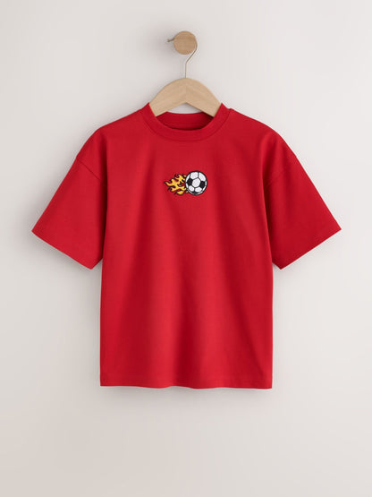 Dsiney Kidz - Red/Charcoal/Tan Relaxed Fit Graphic Print Short Sleeve T-Shirts 3 Pack (3-16yrs) image 2