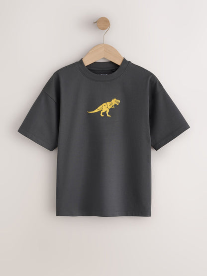 Dsiney Kidz - Red/Charcoal/Tan Relaxed Fit Graphic Print Short Sleeve T-Shirts 3 Pack (3-16yrs) image 3