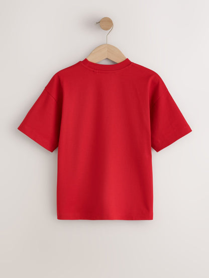 Dsiney Kidz - Red/Charcoal/Tan Relaxed Fit Graphic Print Short Sleeve T-Shirts 3 Pack (3-16yrs) image 5