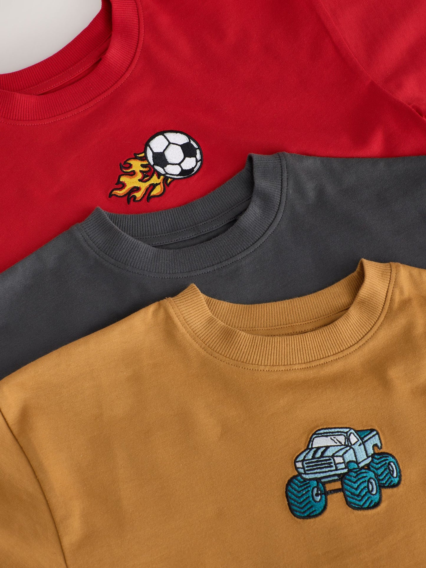 Dsiney Kidz - Red/Charcoal/Tan Relaxed Fit Graphic Print Short Sleeve T-Shirts 3 Pack (3-16yrs) image 6