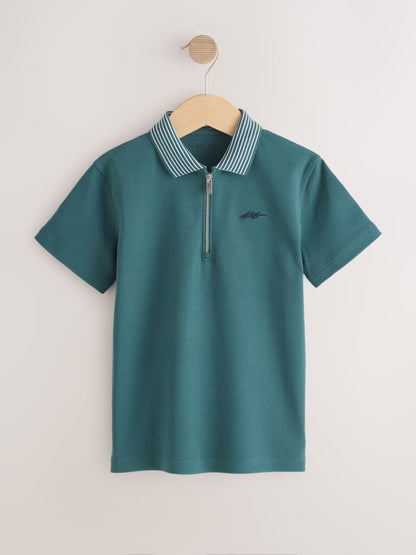 Dsiney Kidz - Green Zip Neck Short Sleeve Jersey Polo Shirt (3-16yrs) image 1