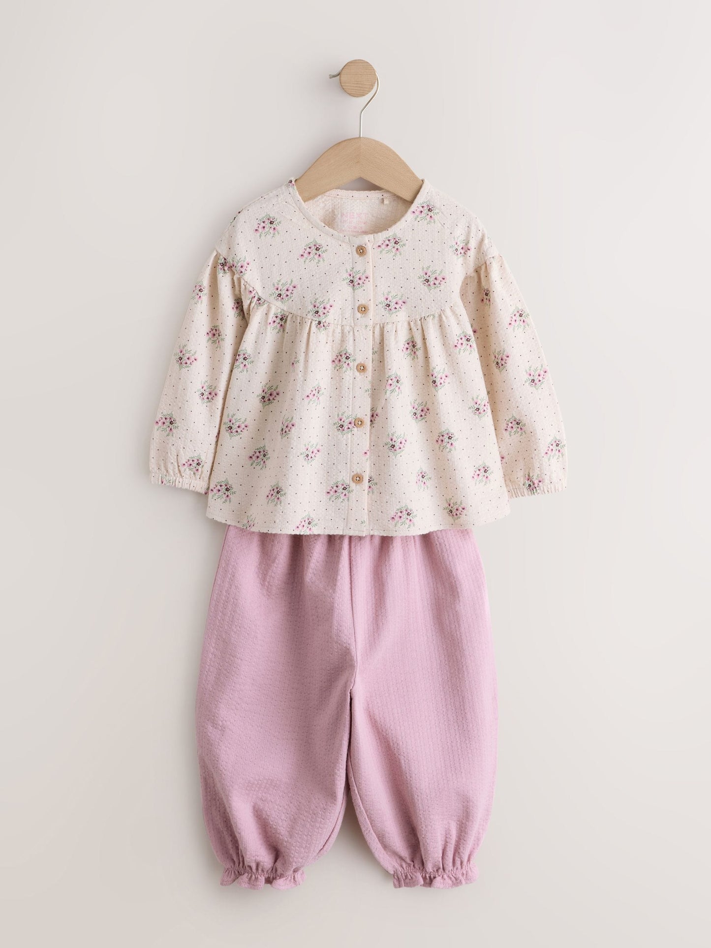 Pink Ditsy Floral Long Sleeve Blouse and Bloomer Trousers Set (3mths-7yrs) image 5