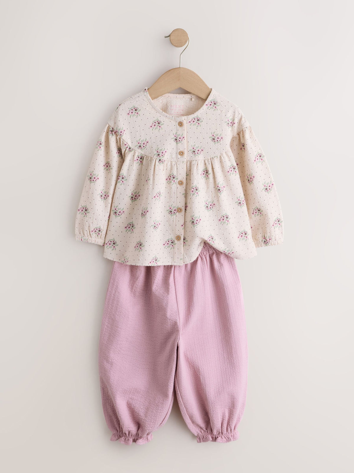 Pink Ditsy Floral Long Sleeve Blouse and Bloomer Trousers Set (3mths-7yrs) image 6