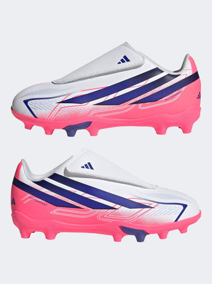 adidas White F50 Hyperfast Club Touch Fastening Firm / Multi Ground Football Boots Children image 3