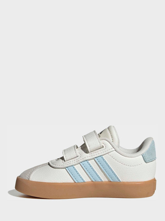 adidas White/Blue VL Court 3.0 Hook and Loop Infant Trainers image 2