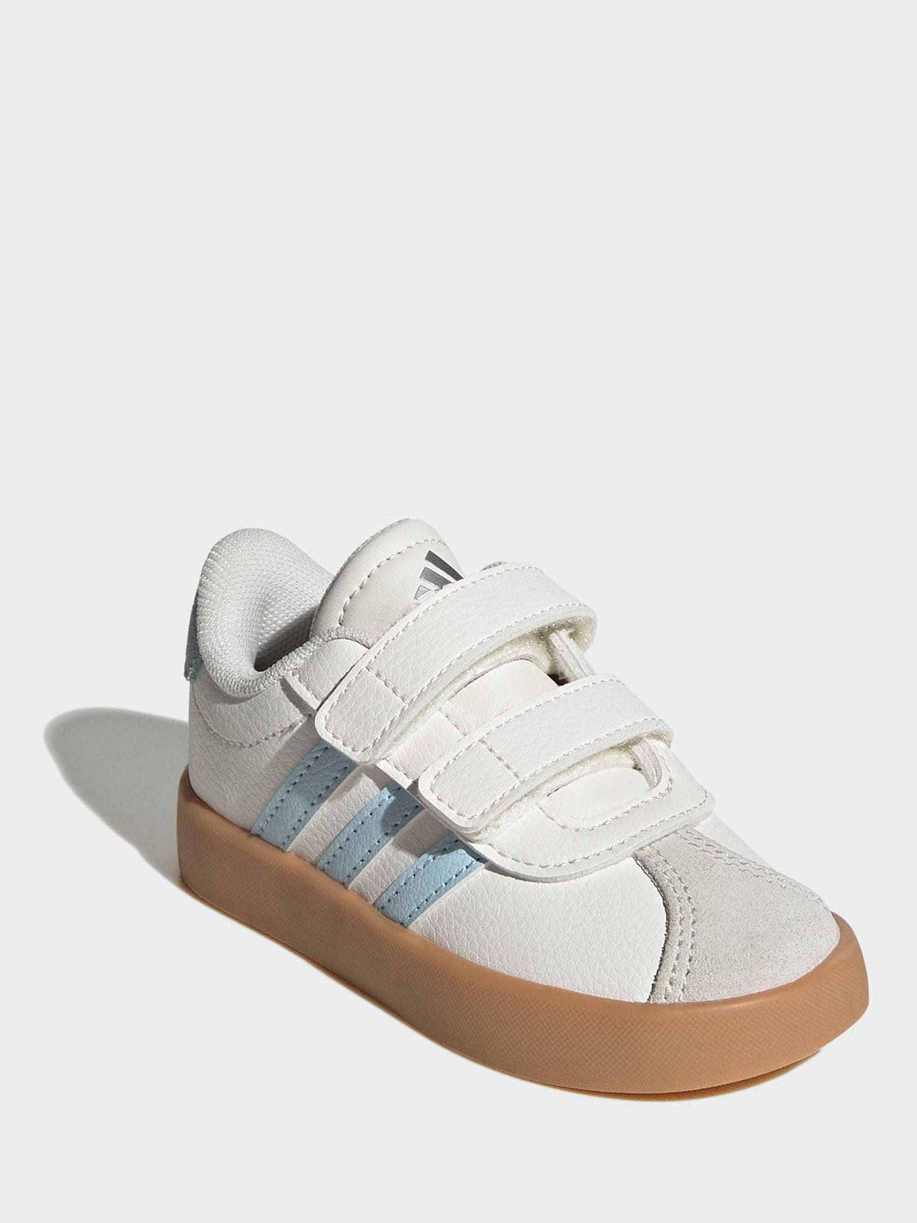 adidas White/Blue VL Court 3.0 Hook and Loop Infant Trainers image 3