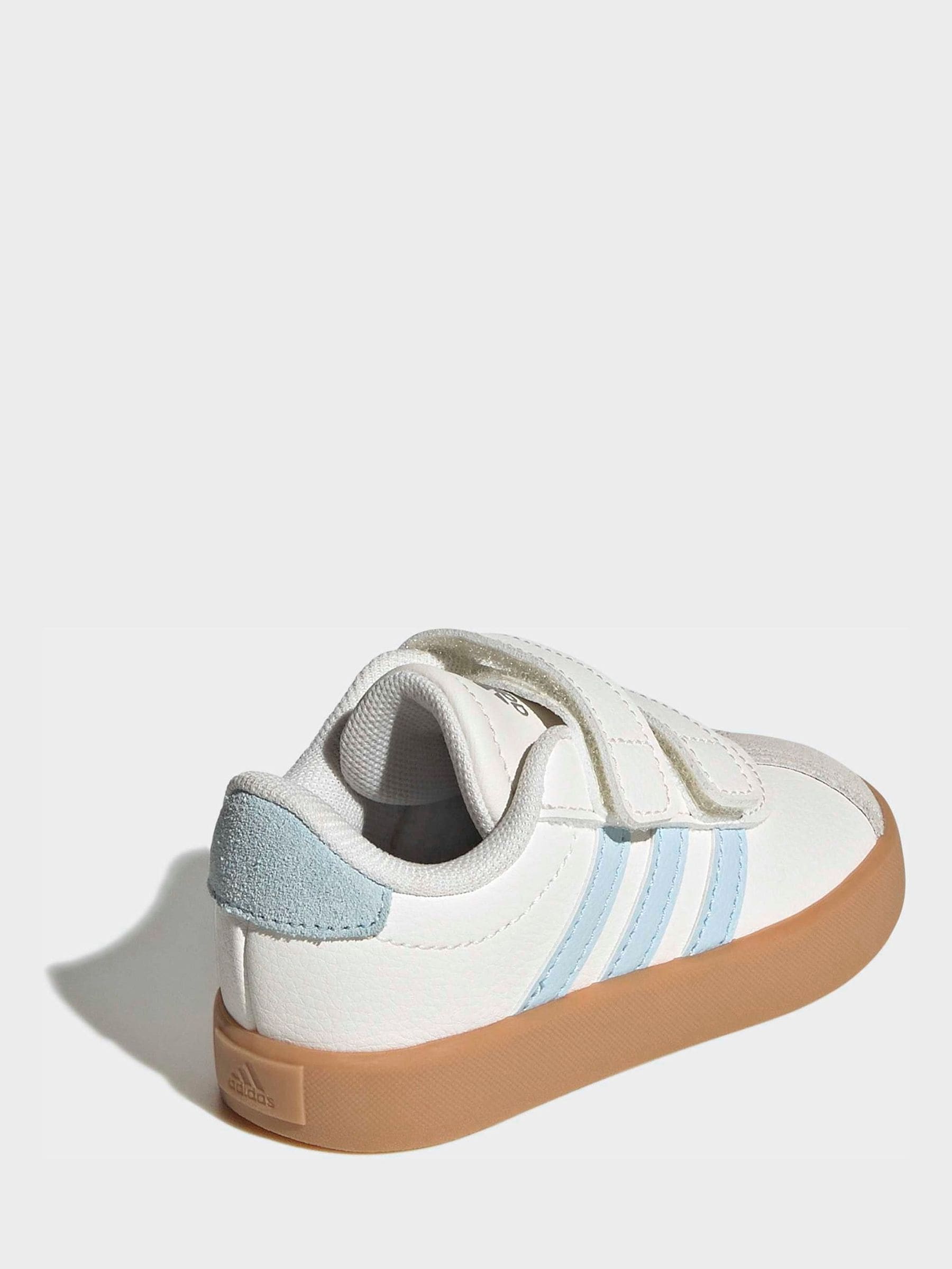 adidas White/Blue VL Court 3.0 Hook and Loop Infant Trainers image 4