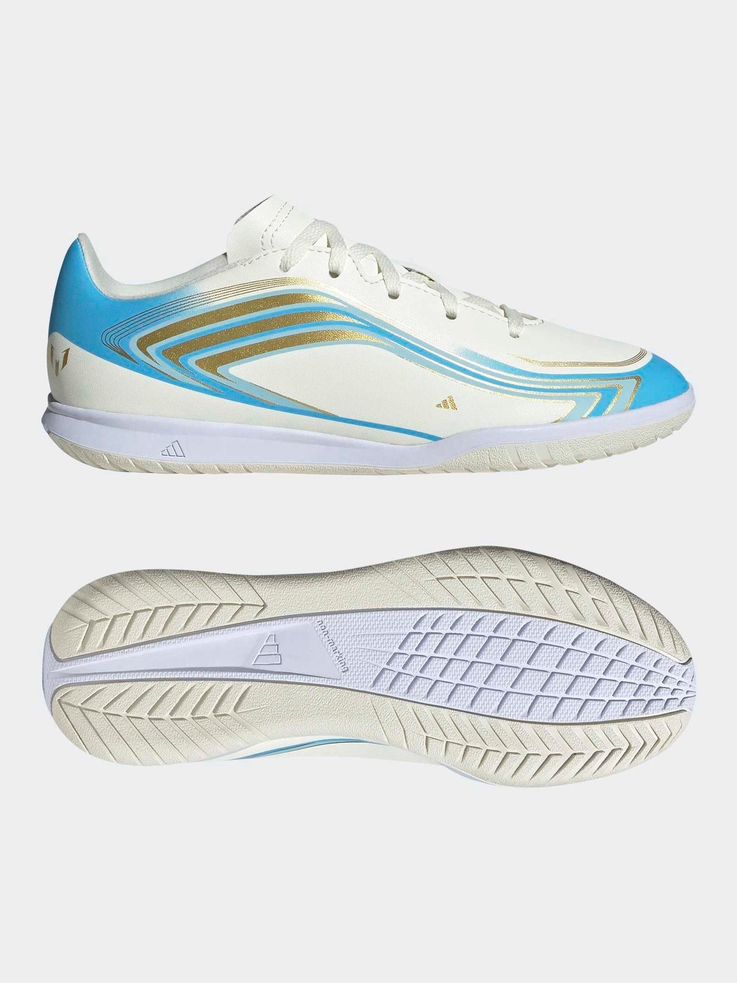 adidas Beige F50 Messi Club Indoor Football Trainers Kids image 5