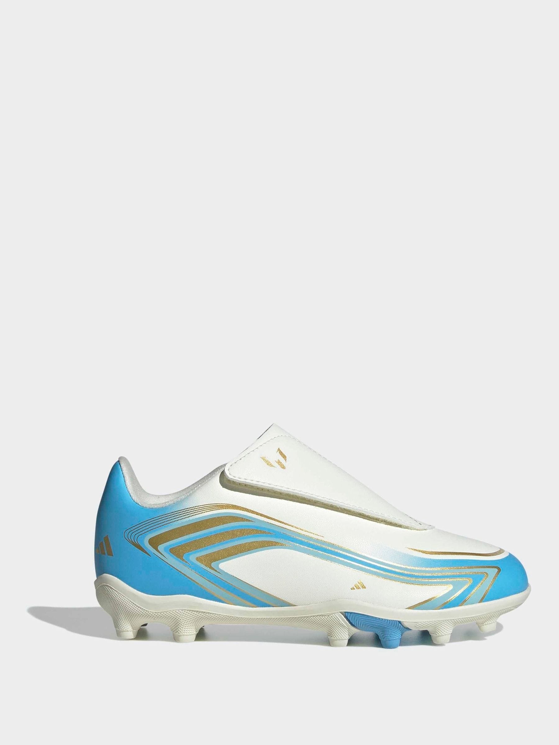adidas Beige F50 Messi Club Touch Fastening Firm Ground Kids Football Boots image 1