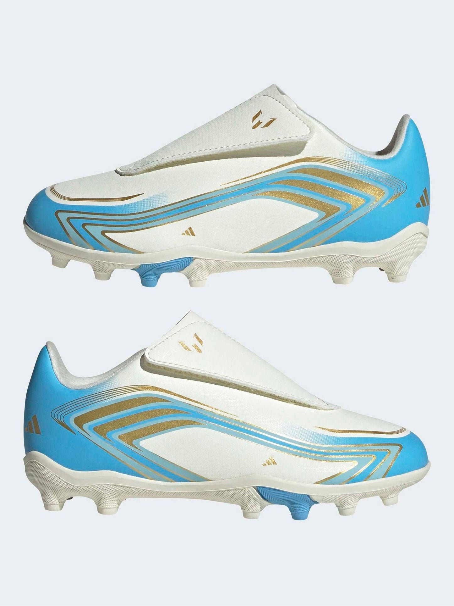 adidas Beige F50 Messi Club Touch Fastening Firm Ground Kids Football Boots image 4