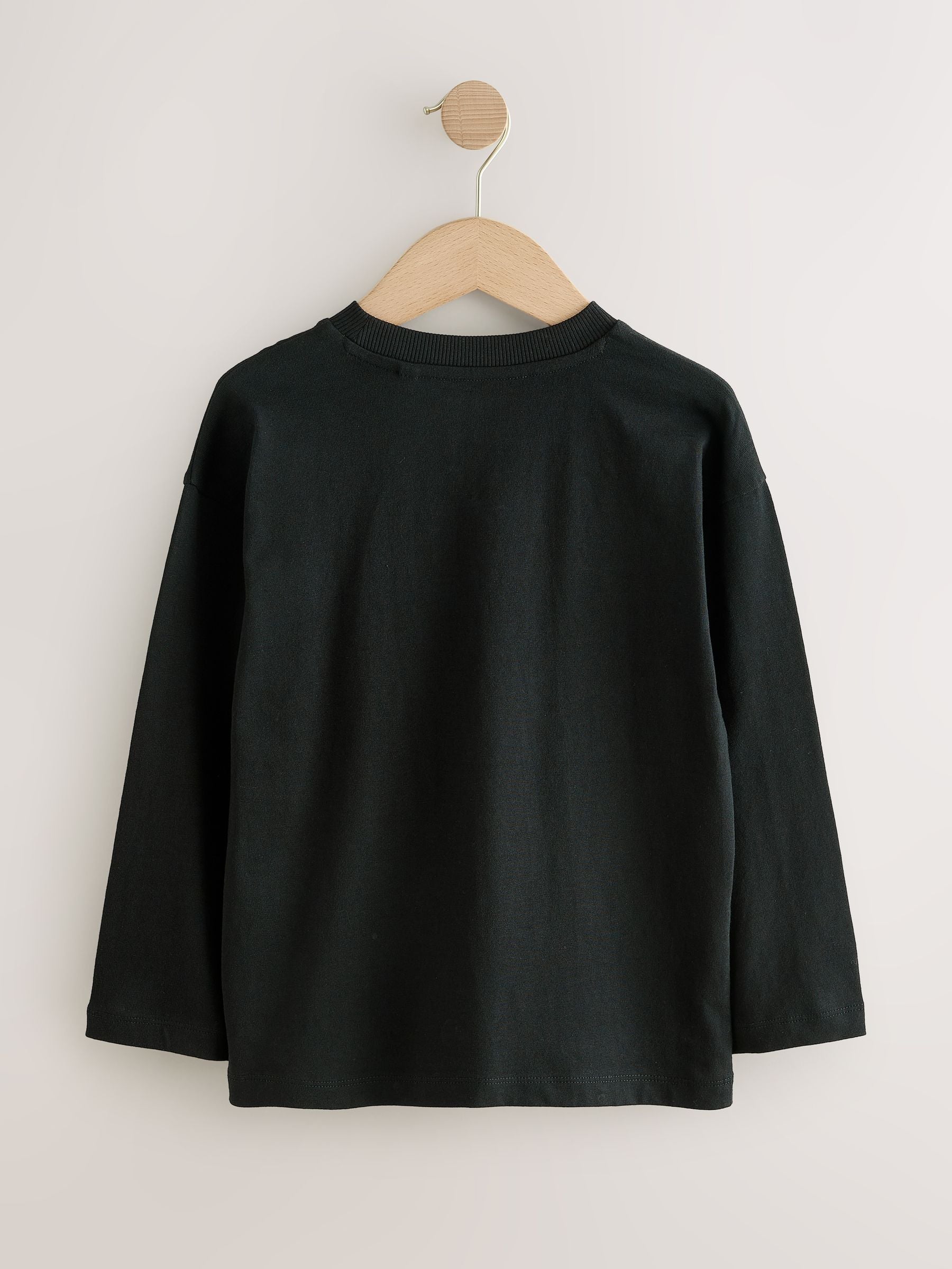Dsiney Kidz - Black Skeleton Relaxed Fit Graphic Long Sleeve Cotton T-Shirt (3-16yrs) image 2