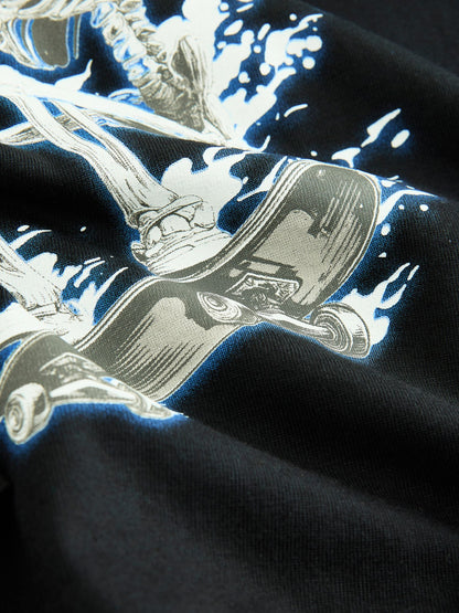 Dsiney Kidz - Black Skeleton Relaxed Fit Graphic Long Sleeve Cotton T-Shirt (3-16yrs) image 3