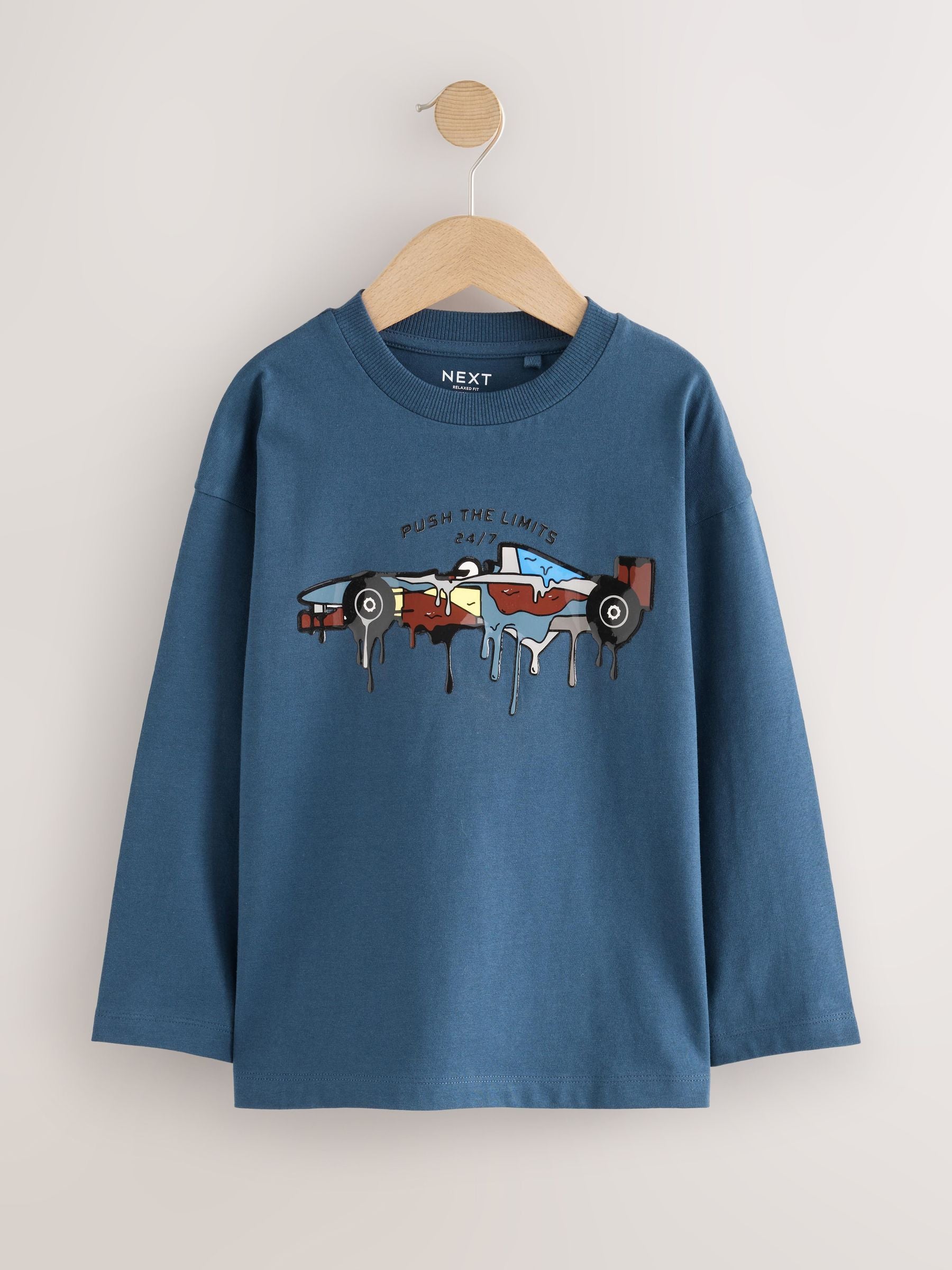 Dsiney Kidz - Navy Relaxed Fit Graphic Long Sleeve Cotton T-Shirt (3-16yrs) image 1
