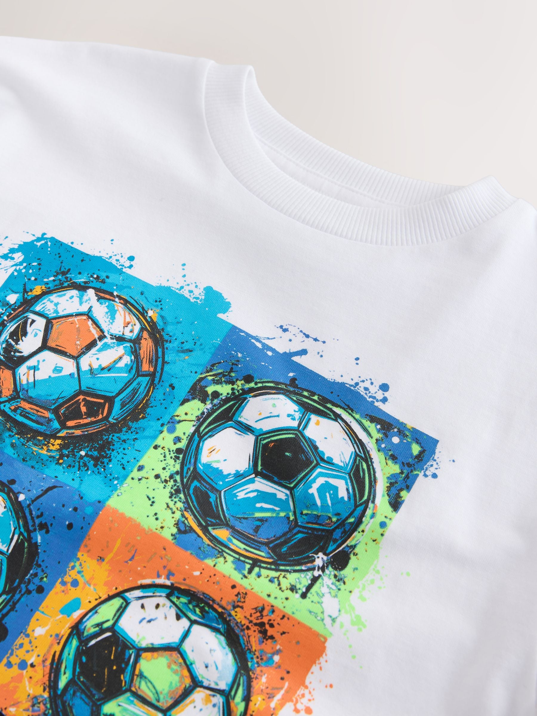 Dsiney Kidz - White Football Relaxed Fit Graphic Long Sleeve Cotton T-Shirt (3-16yrs) image 4